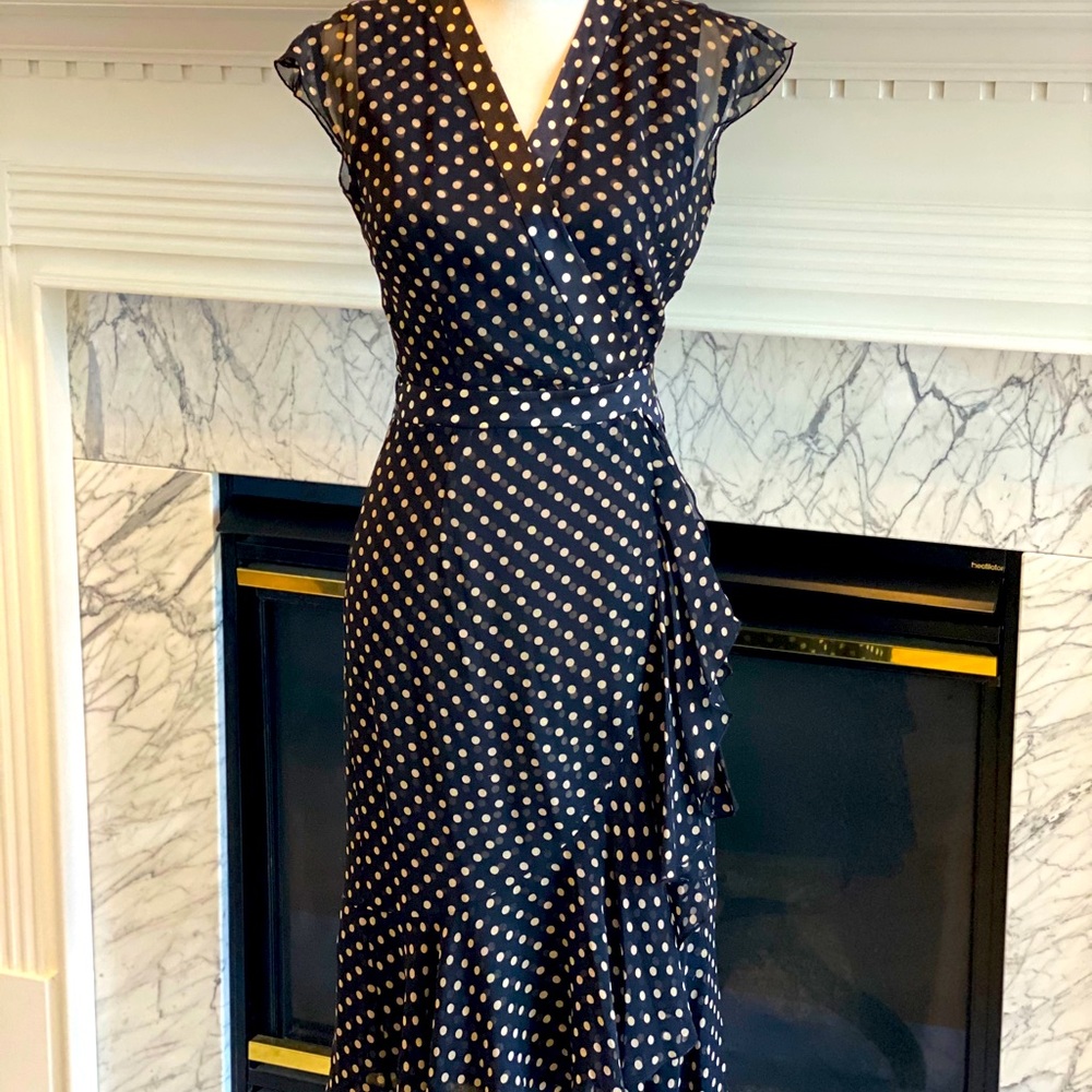 Black and beige polkadot dress
